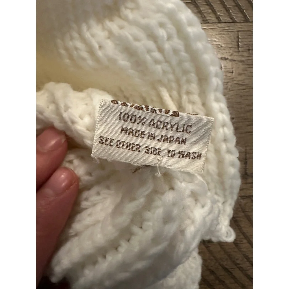 Vintage 70s Montgomery Ward Baby Bonnet‎ | White Knit 12M | Made in Japan